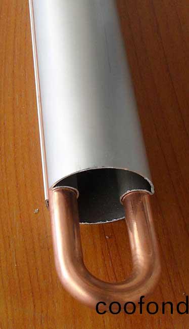 內U型筦及導熱金屬鋁闆實體示意圖